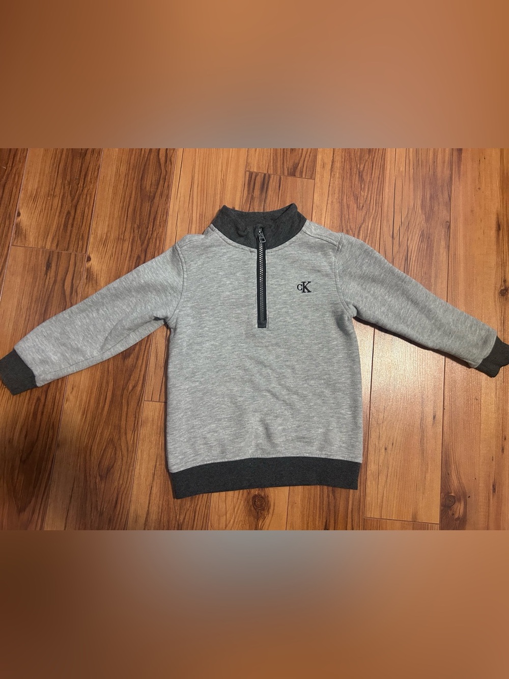Calvin Klein Kids Light Gray Half-Zip Sweatshirt with Dark Gray Trim